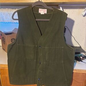 Filson dark olive green mole skin vest size 44